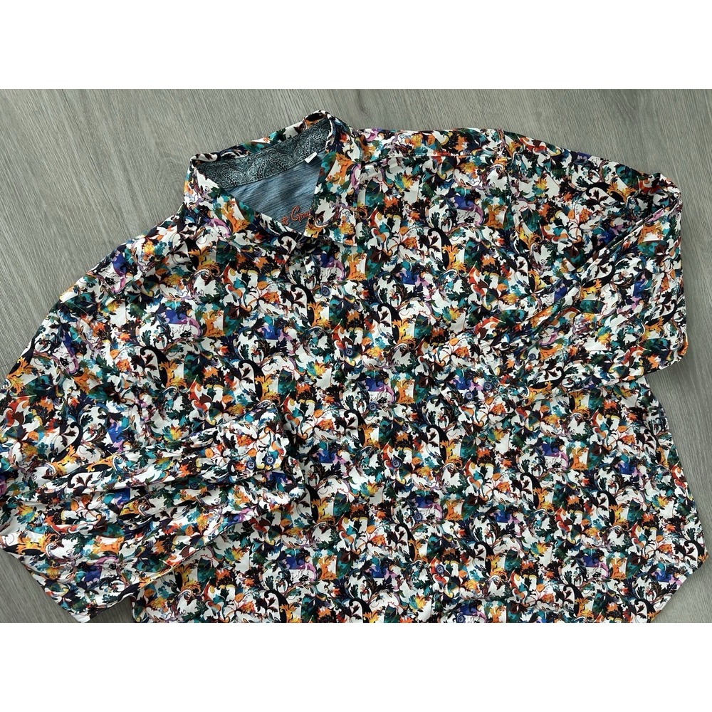 Robert Graham COMO Colorful Long Sleeve Button Up Shirt Mens 2XL Classic Fit